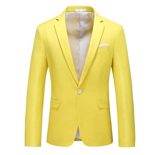 ZISTRCBAO Herren Casual Blazer Slim Fit Einfarbig Anzugjacken - Übergröße Herren Einknopf Blazerjacke, Klassisches Anzugoberteil Mit Revers Herren Business Blazer Anzugjacke,Gelb,M von ZISTRCBAO