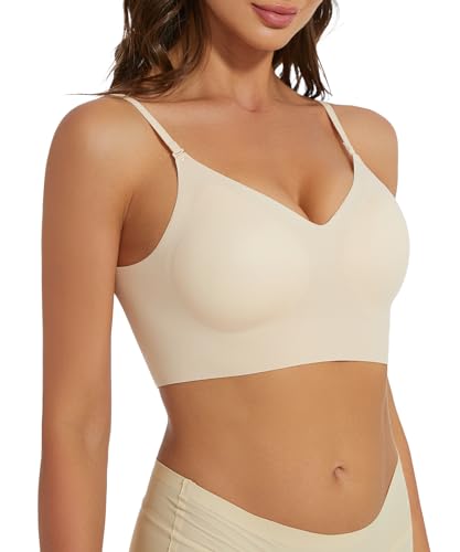 ZITAIMEI Nahtlose BHs mit niedrigem Rücken, Multiway-BH, wandelbarer Träger, Neckholder, Lifting-BH, Spaghettiträger, bügelfrei, gepolstert, rückenfrei, #1 Nude, X-Large ZITAIMEI Nahtlose BHs mit niedrigem Rücken, Multiway-BH, wandelbarer Träger, Neckholder, Lifting-BH, Spaghettiträger, bügelfrei, gepolstert, rückenfrei, #1 Nude, X-Large von ZITAIMEI