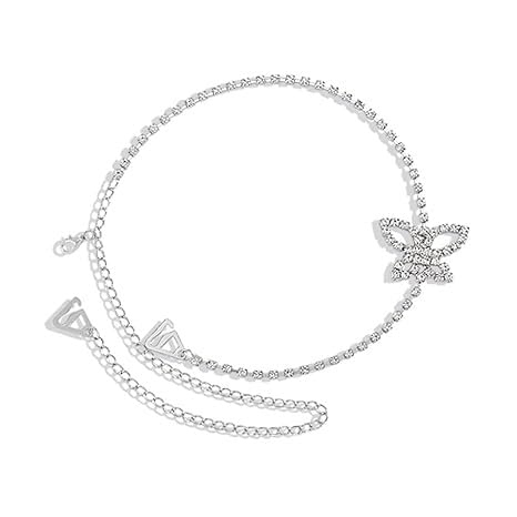 2 x Strass-Schulterriemen, glitzernder Schmetterling, rutschfest, verstellbar, sexy, glänzend, Tenniskette, unsichtbarer Riemen für Damen, Mädchen, Party, Hochzeit, Kleid, Ersatzriemen von ZITFHMOW