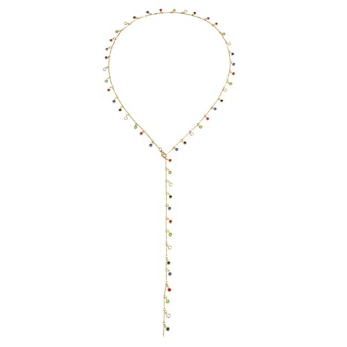 Bunte Strass-Körperkette für Damen, lange Y-Form, bunte Perlen, Kristall, Brustschmuck, Festival, Rave, Quaste, Schlüsselbeinkette für Frauen von ZITFHMOW