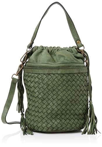 ZITHA Women's Bucket Bag aus Leder Damen Schultertasche, GRÜN von ZITHA