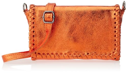 ZITHA Women's Handtasche aus Metallic-Leder Damen Shopper, Orange von ZITHA