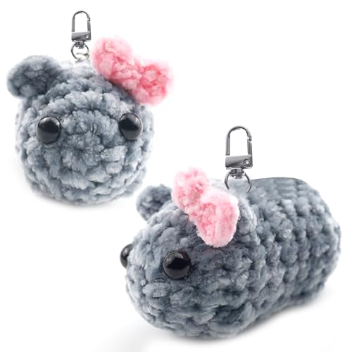 ZITUZY 2 Stück Hamsti Schlüsselanhänger, Gehäkelter Trauriger Hamster, Sad Hamster mit Sound, Trauriger Hamster Schlüsselanhänger, für Kinder Erwachsene von ZITUZY