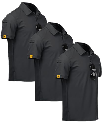 ZITY 3er Pack Poloshirt Herren Kurzarm Schnelltrocknend Atmungsaktives Tshirt Männer Sommer Polohemd Casual Sport Shirt Regular Fit Golf Poloshirts(XL Dunkelgrau) von ZITY