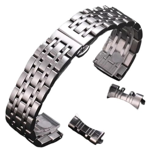 ZIUBMVDYC Edelstahl Uhrenarmband, 18mm 20mm 22mm Armband Flaches Armband mit gebogenem Ende Ersatzarmband(Steel,20mm) von ZIUBMVDYC