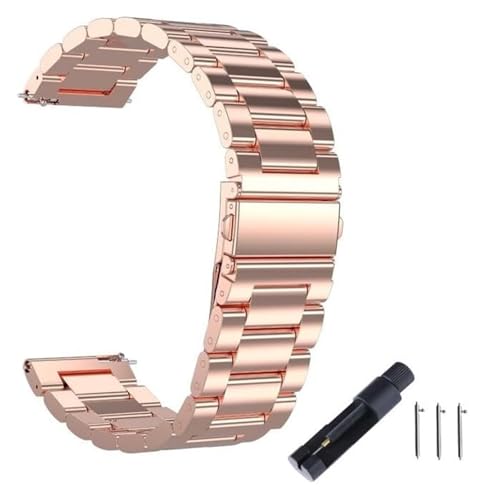 ZIUBMVDYC Edelstahl Uhrenarmband, 18mm 20mm 22mm Breite Quick Release Voll Edelstahl Armband Armbanduhr Universal Flach Kopf Uhrenarmband Zubehör(Rose gold D,18mm) von ZIUBMVDYC