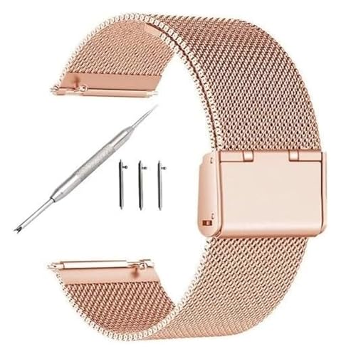 ZIUBMVDYC Edelstahl Uhrenarmband, 18mm 20mm 22mm Breite Quick Release Voll Edelstahl Armband Armbanduhr Universal Flach Kopf Uhrenarmband Zubehör(Rose goldC,22mm) von ZIUBMVDYC