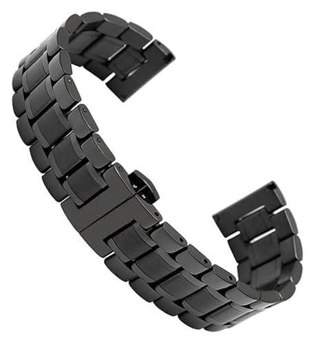 ZIUBMVDYC Edelstahl Uhrenarmband, Metallarmband12 13 14 15 16 17 18 19 20 21 22 23 24 mm Armband mit gebogenem Ende(Black,22mm) von ZIUBMVDYC