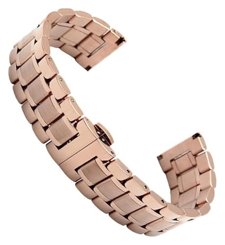 ZIUBMVDYC Edelstahl Uhrenarmband, Metallarmband12 13 14 15 16 17 18 19 20 21 22 23 24 mm Armband mit gebogenem Ende(Rose Gold,20mm) von ZIUBMVDYC