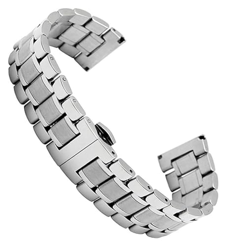 ZIUBMVDYC Edelstahl Uhrenarmband, Metallarmband12 13 14 15 16 17 18 19 20 21 22 23 24 mm Armband mit gebogenem Ende(Silver,22mm) von ZIUBMVDYC
