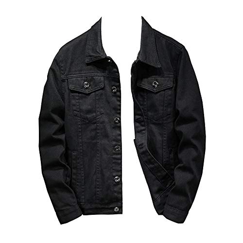 ZIXING Fashion Herren Jeansjacke Frühling/Herbst Klassisch Trucker Jeansjacke Regular Fit Jackenmantel mit Knopf Freizeitjacke Schwarz M von ZIXING Fashion