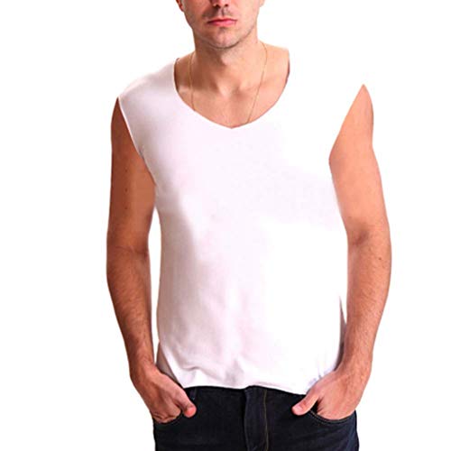 ZIXINGA Unterhemden Tank Top Für Herren Ärmellos Muskelshirt Sport V-Ausschnitt Unterziehshirt Große Größe Weiß 6XL von ZIXINGA