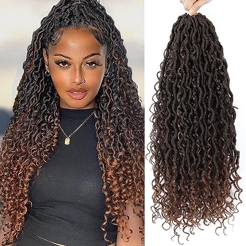 Goddess Locs Häkelhaar, Kunsthaar, Boho-Locs, Häkelhaar für Frauen, vorgeschlungene Flussgöttin, Locs, Häkelhaar mit lockigen Enden (T30#, 30,5 cm, 6 Stück) von ZIYANGBABA