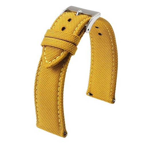 18 mm, 19 mm, 20 mm, 21 mm, 22 mm, 24 mm, wasserdichtes Uhrenarmband aus Canvas, doppelseitiges Uhrenarmband aus Nylon, Schnellverschlussarmband, Herren-Sportuhrenarmband(MUSTARD YELLOW,19mm) von ZIYIWANG
