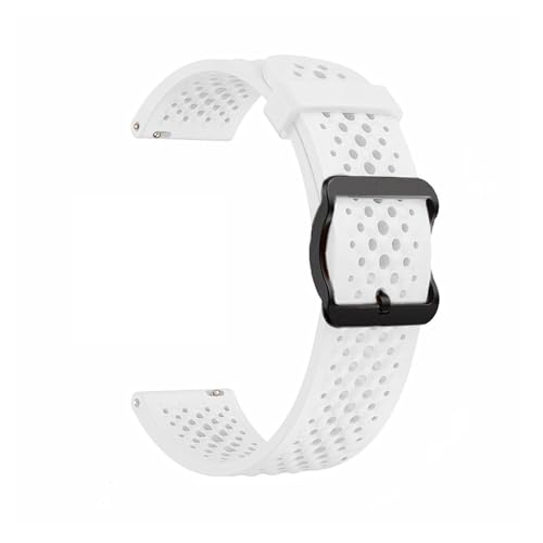 Kompatibel mit 20 mm und 22 mm Bandanstoßbreite. Perforierte, atmungsaktive Silikon-Uhrenarmbänder. Wasserdichte und schnell lösbare Smartwatch-Gummibänder. Geeignet for Männer und Frauen.(White,22mm) von ZIYIWANG