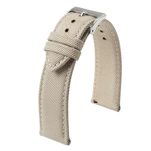 ZIYIWANG 18 mm, 19 mm, 20 mm, 21 mm, 22 mm, 24 mm, wasserdichtes Uhrenarmband aus Canvas, doppelseitiges Uhrenarmband aus Nylon, Schnellverschlussarmband, Herren-Sportuhrenarmband(BEIGE,18mm) von ZIYIWANG