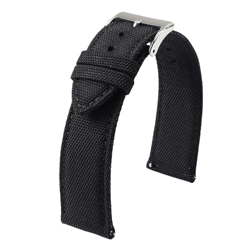ZIYIWANG 18 mm, 19 mm, 20 mm, 21 mm, 22 mm, 24 mm, wasserdichtes Uhrenarmband aus Canvas, doppelseitiges Uhrenarmband aus Nylon, Schnellverschlussarmband, Herren-Sportuhrenarmband(BLACK,19mm) von ZIYIWANG