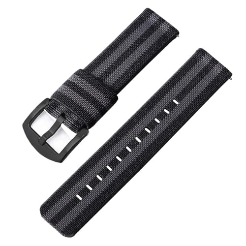 ZIYIWANG 18 mm, 20 mm, 22 mm, 24 mm, elastische Nylonbänder, Schnellverschluss-Sportbänder im gewebten Stil, geeignet for Herrenarmbänder(Black gray-black,22mm) von ZIYIWANG