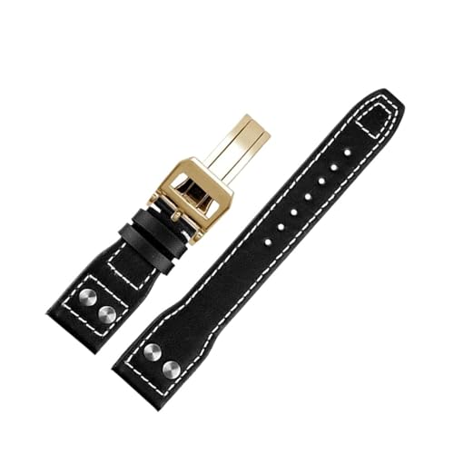 ZIYIWANG 20 21 22 mm Lederarmband, geeignet for Männer und Frauen, mit einer Faltschließe im Retro-Business-Stil(A-,21mm) von ZIYIWANG