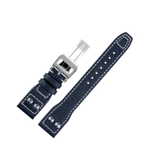 ZIYIWANG 20 21 22 mm Lederarmband, geeignet for Männer und Frauen, mit einer Faltschließe im Retro-Business-Stil(A-D,22mm) von ZIYIWANG