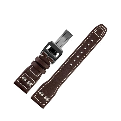 ZIYIWANG 20 21 22 mm Lederarmband, geeignet for Männer und Frauen, mit einer Faltschließe im Retro-Business-Stil(A-E,22mm) von ZIYIWANG