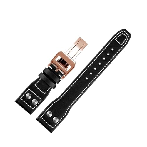 ZIYIWANG 20 21 22 mm Lederarmband, geeignet for Männer und Frauen, mit einer Faltschließe im Retro-Business-Stil(A-O,20mm) von ZIYIWANG