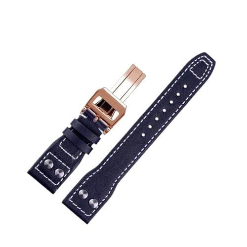 ZIYIWANG 20 21 22 mm Lederarmband, geeignet for Männer und Frauen, mit einer Faltschließe im Retro-Business-Stil(A-P,22mm) von ZIYIWANG