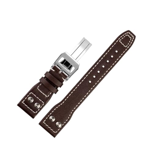 ZIYIWANG 20 21 22 mm Lederarmband, geeignet for Männer und Frauen, mit einer Faltschließe im Retro-Business-Stil(A-Q,22mm) von ZIYIWANG