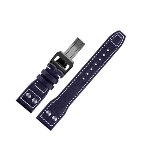 ZIYIWANG 20 21 22 mm Lederarmband, geeignet for Männer und Frauen, mit einer Faltschließe im Retro-Business-Stil(A-S,20mm) von ZIYIWANG