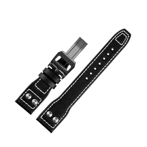 ZIYIWANG 20 21 22 mm Lederarmband, geeignet for Männer und Frauen, mit einer Faltschließe im Retro-Business-Stil(A-T,22mm) von ZIYIWANG