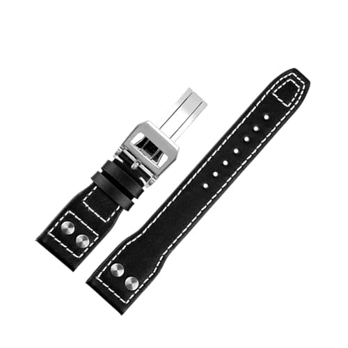 ZIYIWANG 20 21 22 mm Lederarmband, geeignet for Männer und Frauen, mit einer Faltschließe im Retro-Business-Stil(A-U,21mm) von ZIYIWANG