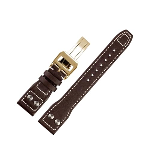 ZIYIWANG 20 21 22 mm Lederarmband, geeignet for Männer und Frauen, mit einer Faltschließe im Retro-Business-Stil(A-W,20mm) von ZIYIWANG