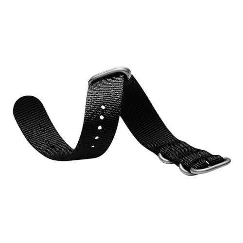 ZIYIWANG 20 mm 22 Herren-Nylonarmband im Militärstil, geflochtenes Armband, Edelstahlverschluss(Black,20mm) von ZIYIWANG