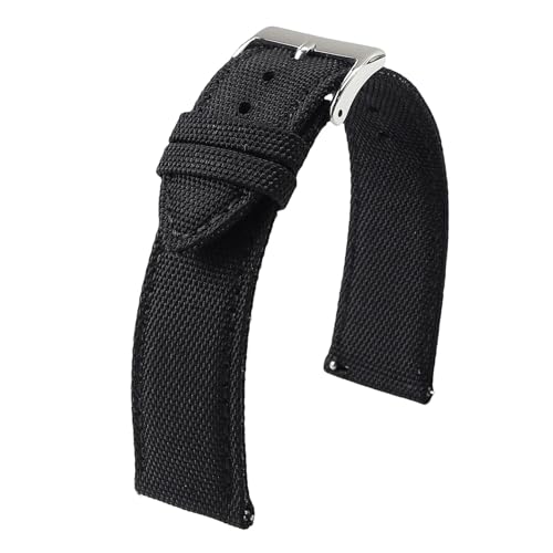 ZIYIWANG 20 mm 22 mm wasserdichtes Marine-Stoffarmband, Schnellverschluss, Nylon-Sportarmband, schweißfest, austauschbares Armband for Herren(Black,18mm) von ZIYIWANG