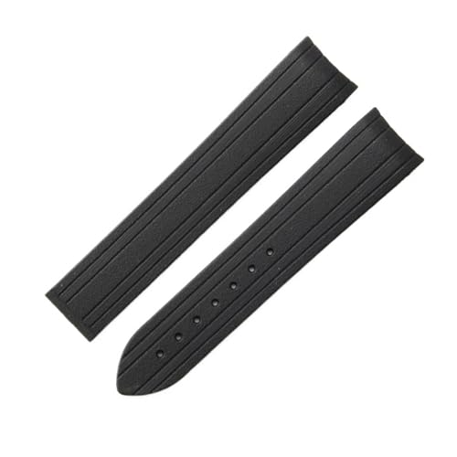ZIYIWANG 20 mm Uhrenarmband aus Gummi mit gebogenem Ende for Herren, Faltschließe, weiches und wasserdichtes Zubehör for Armbänder(Black no buckle) von ZIYIWANG