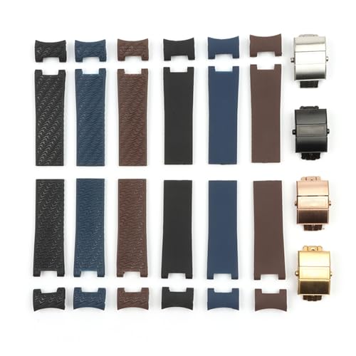 ZIYIWANG 22 mm gebogenes Silikonkautschukarmband, kompatibel mit 266 33 263 33 schwarzen, blauen und braunen Armbändern(06 black clasp) von ZIYIWANG