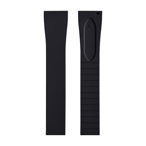 ZIYIWANG Das Armband mit Schmetterlingsverschluss aus Fluorkautschuk ist Schnellverschlussbändern verschiedener Größen und Bandanstoßbreiten von 16 mm bis 22 kompatibel(Black No Buckle,22mmx18mm) von ZIYIWANG