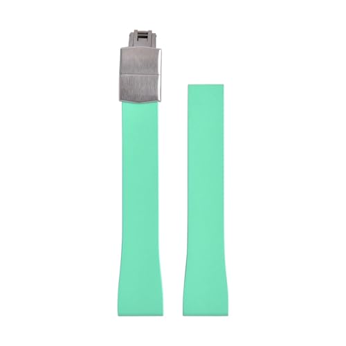 ZIYIWANG Das Armband mit Schmetterlingsverschluss aus Fluorkautschuk ist Schnellverschlussbändern verschiedener Größen und Bandanstoßbreiten von 16 mm bis 22 kompatibel(Mint With Buckle,21mmx18mm) von ZIYIWANG