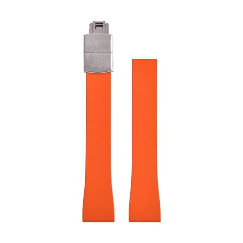 ZIYIWANG Das Armband mit Schmetterlingsverschluss aus Fluorkautschuk ist Schnellverschlussbändern verschiedener Größen und Bandanstoßbreiten von 16 mm bis 22 kompatibel(Orange With Buckle,18mmx16mm) von ZIYIWANG