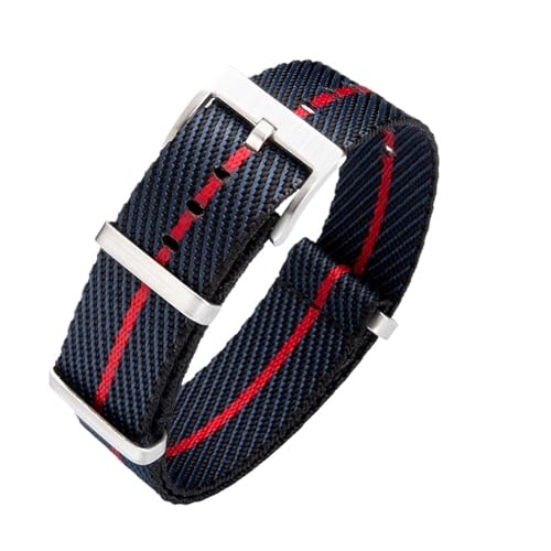 ZIYIWANG Das Nylonarmband ist mit einer Bandanstoßbreite von 20 mm bis 22 kompatibel. Es ein wasserabweisendes und schweißfestes Unisex-Uhrenarmband for den Freizeit- Outdoorbereich(Blue Red,20mm) von ZIYIWANG