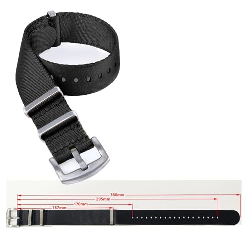 ZIYIWANG Das Nylonband ist wasserabweisend und schweißfest und mit Ösen von 20 mm bis 22 mm kompatibel.(Black-XL-33CM,20mm) von ZIYIWANG