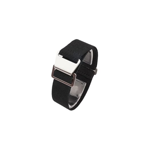 ZIYIWANG Das elastische Nylonband ist mit Bandanstößen von 18 mm, 20 und 22 kompatibel. Stoffband ein Retro-Band, das sowohl for Männer als auch for Frauen geeignet(Black,20MM_BLACK BUCKLE) von ZIYIWANG