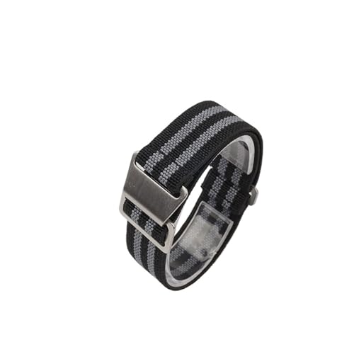 ZIYIWANG Das elastische Nylonband ist mit Bandanstößen von 18 mm, 20 und 22 kompatibel. Stoffband ein Retro-Band, das sowohl for Männer als auch for Frauen geeignet(Black Grey,20MM_STEEL BUCKLE) von ZIYIWANG