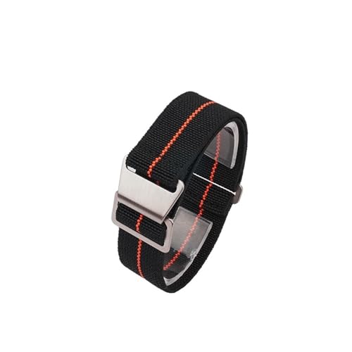ZIYIWANG Das elastische Nylonband ist mit Bandanstößen von 18 mm, 20 und 22 kompatibel. Stoffband ein Retro-Band, das sowohl for Männer als auch for Frauen geeignet(Black Orange,20MM_STEEL BUCKLE) von ZIYIWANG