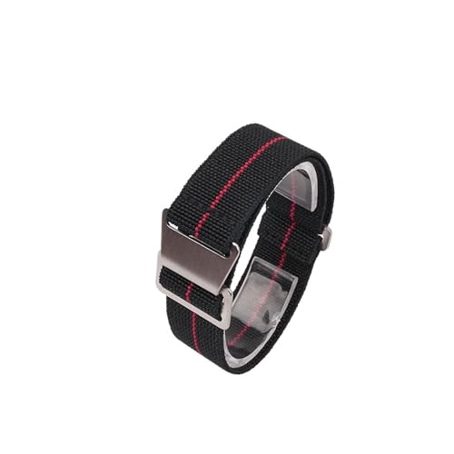 ZIYIWANG Das elastische Nylonband ist mit Bandanstößen von 18 mm, 20 und 22 kompatibel. Stoffband ein Retro-Band, das sowohl for Männer als auch for Frauen geeignet(Black Red,18MM_BLACK BUCKLE) von ZIYIWANG
