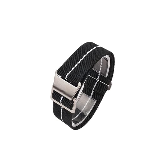 ZIYIWANG Das elastische Nylonband ist mit Bandanstößen von 18 mm, 20 und 22 kompatibel. Stoffband ein Retro-Band, das sowohl for Männer als auch for Frauen geeignet(Black White,22MM_STEEL BUCKLE) von ZIYIWANG