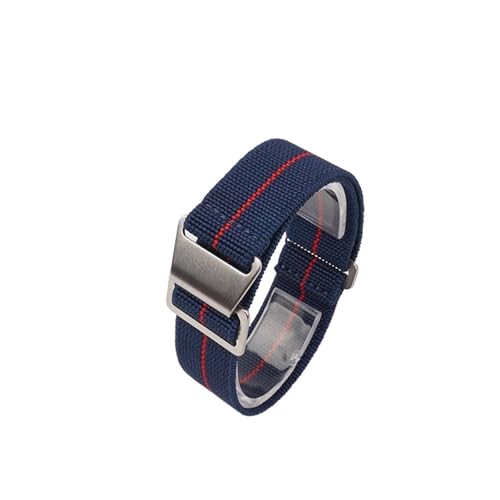 ZIYIWANG Das elastische Nylonband ist mit Bandanstößen von 18 mm, 20 und 22 kompatibel. Stoffband ein Retro-Band, das sowohl for Männer als auch for Frauen geeignet(Blue red,20MM_STEEL BUCKLE) von ZIYIWANG