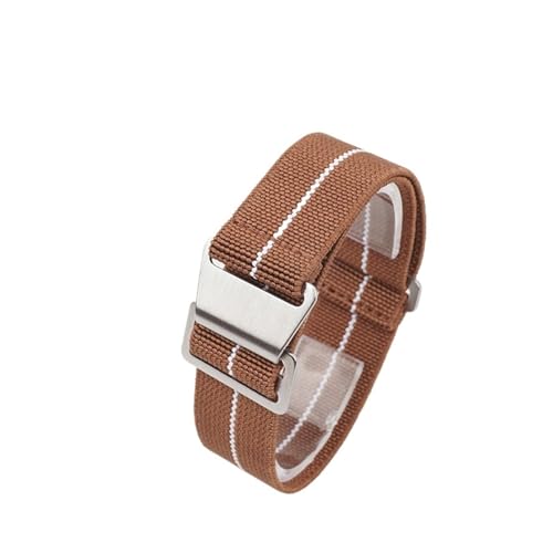 ZIYIWANG Das elastische Nylonband ist mit Bandanstößen von 18 mm, 20 und 22 kompatibel. Stoffband ein Retro-Band, das sowohl for Männer als auch for Frauen geeignet(Brown White,18MM_STEEL BUCKLE) von ZIYIWANG
