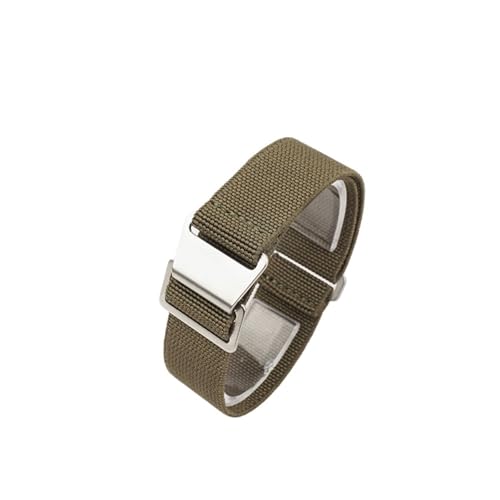ZIYIWANG Das elastische Nylonband ist mit Bandanstößen von 18 mm, 20 und 22 kompatibel. Stoffband ein Retro-Band, das sowohl for Männer als auch for Frauen geeignet(Green,22MM_STEEL BUCKLE) von ZIYIWANG