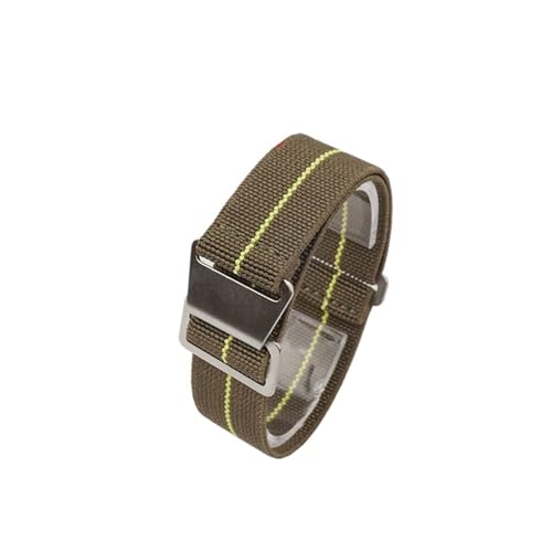 ZIYIWANG Das elastische Nylonband ist mit Bandanstößen von 18 mm, 20 und 22 kompatibel. Stoffband ein Retro-Band, das sowohl for Männer als auch for Frauen geeignet(Green Yellow,18MM_STEEL BUCKLE) von ZIYIWANG